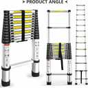 12.5FT Telescoping Ladder, Aluminum extendable Ladder, Retractable Extension Ladder for Home and Outdoor Work, Load Capacity 330 pounds