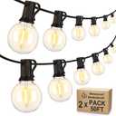 Mlambert 100Ft(2x50Ft) Outdoor String Lights, G40 Globe Patio Lights with 50+4 Waterproof Hanging LED Bulbs for Balcony Gazebo Deck Tents-Black Wire