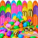 200 PCS Easter Eggs，Plastic 2.4" Bright Colorful Eggs with Golden Eggs, Easter Egg Fillers for Easter Egg Hunt Candy Filling Party Decorations and Kids Gifts