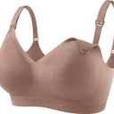 HOFISH Nursing Bras for Breastfeeding, AirZephyr Seamless Maternity Bra, Soft Breathable Nursing Bra for Pregnancy M  Brown