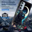 for Galaxy S25 FE Case,Dual Layer Hybrid Heavy Duty Rugged Shockproof Hard PC +Soft Silicone Protective Case for Samsung Galaxy S25 FE 6.7" 2025,Black Cat Floral Moon