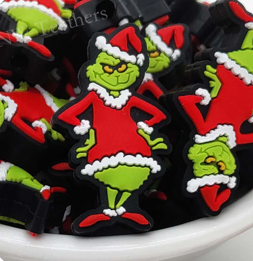 12 Pcs Christmas Silicone Focal Bead Cute Loose Beads Accessory for DIY Keychains Bracelet Necklace Pens Lanyard Making
