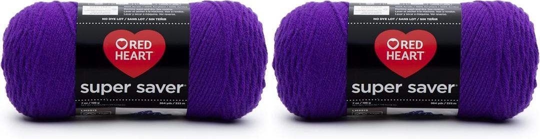 RED HEART Super Saver Yarn, Amethyst (Pack of 2)