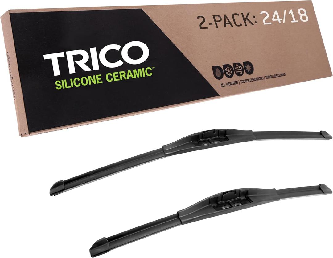 TRICO Silicone Ceramic (90-2418) 24 & 18 Inch Pack of 2 Automotive Replacement Windshield Wiper Blades For my Car, Ceramic Coated Silicone Super Premium Beam Blade for Select Vehicle Models