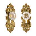CEYMIO 5.5 Inch Height Vintage Dummy Door Knob Interior 2 Pack Crystal Glass Door Knobs Antique Brass Cabinet Knobs Keyless Decorative Hallway Closet Door Pulls Dresser Gold Door Handles