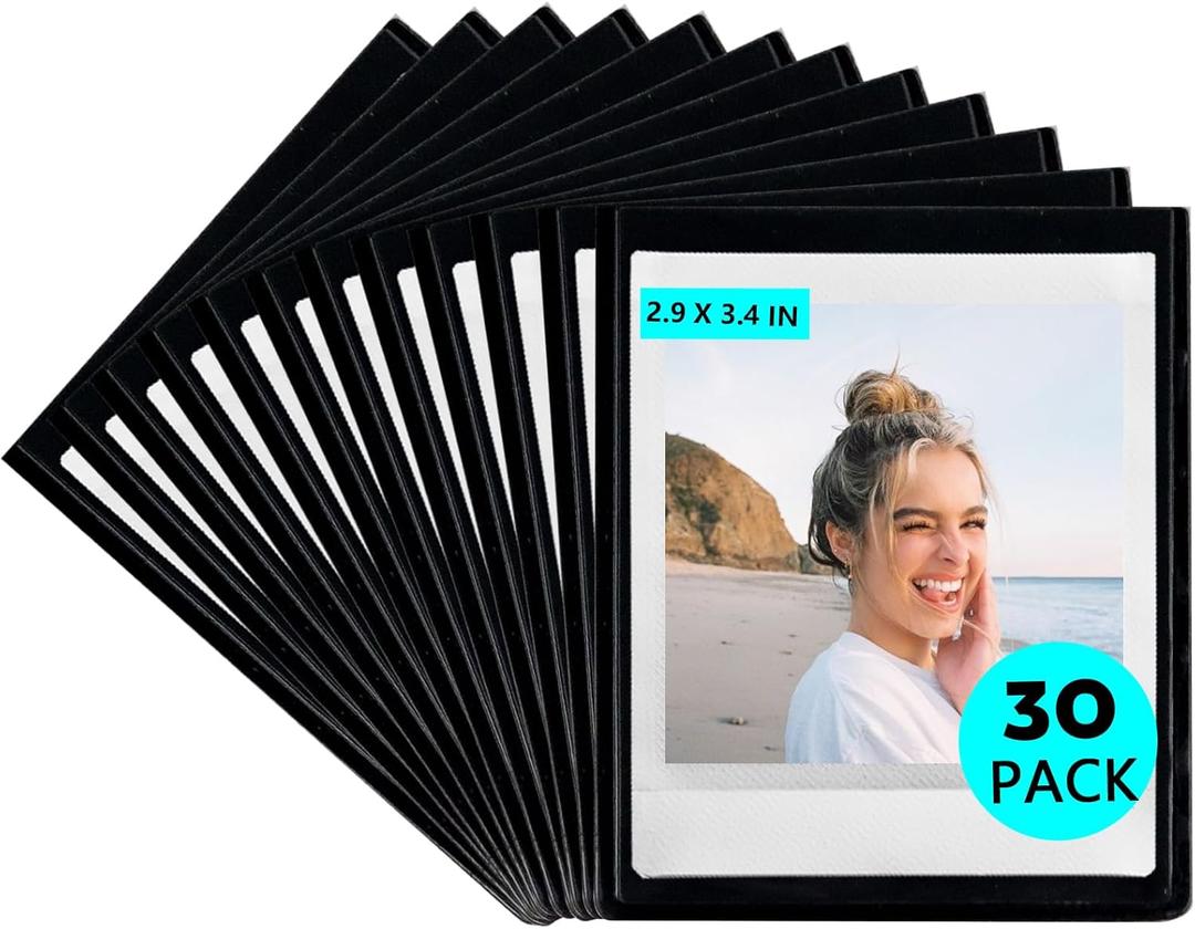 WOGOAZN 30 Pack Magnetic Picture Frame for Fujifilm Instax Square SQ40 SQ1 SQ6 SQ10 SQ20 SP-3 Instant 2.9x3.4 Inches Film Camera Films, Square Magnetic Picture Frames for Refrigerator - Black