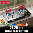 2 Burner Propane Stove 27,200 BTU High-Efficiency Tempered Glass Auto-Ignition Gas Burner Stove Top with CSA Hose for Outdoor RV Camping Emergency Cooking