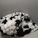 Faux Fur Throw Blanket for Couch, Fluffy Fuzzy Plush Bubble Blanket, Soft Warm Cozy Shaggy Rabbit Blanket, Luxury Decorative Gifts for Sofa Bedroom Living Room, 60x50inch (Cow Print-Black)