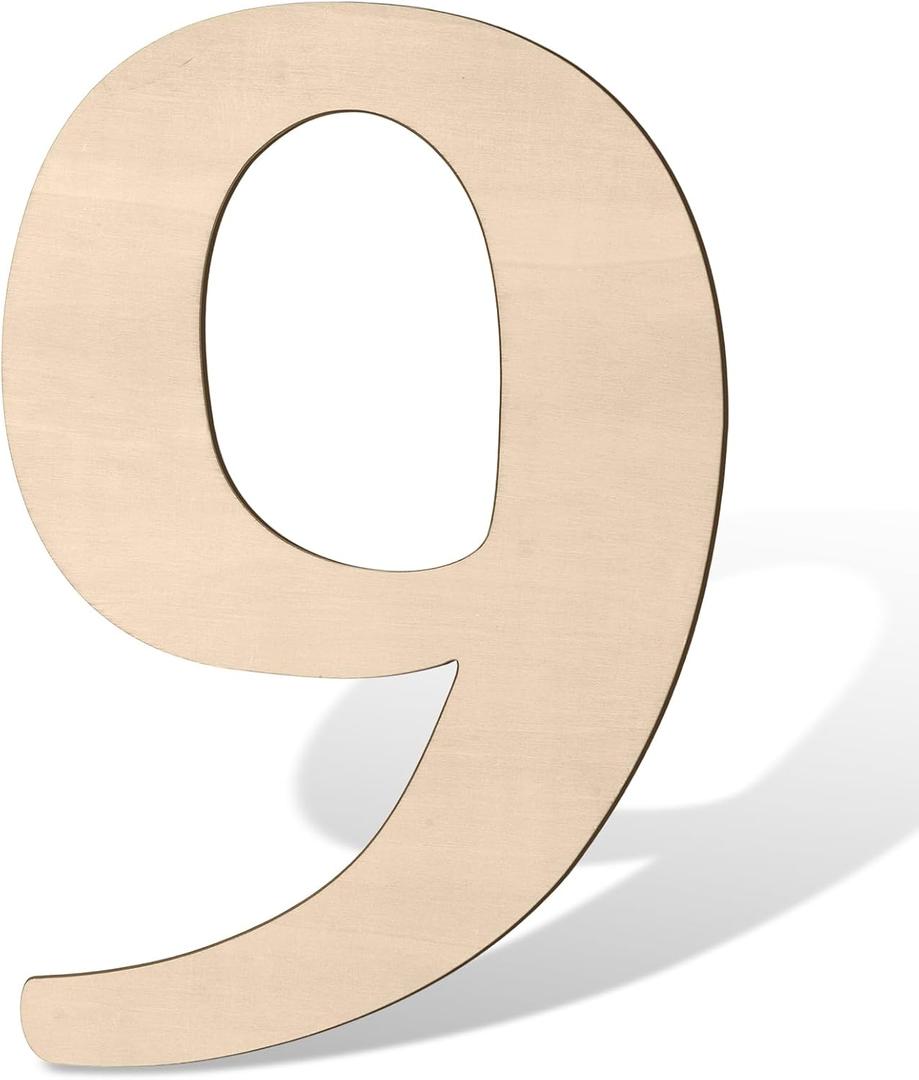 17 inch Large Wooden Numbers for Party Decor, Big Wood Number 9 for Wall Decor, Unfinished Blank Giant Wooden House Numbers, Wood Signs for Crafts, Birthday, Rustic Wedding, Christmas, Baby Shower