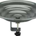 Kingsyard All Metal Birdbath Bowl for Outside, Detachable Deck Mounted Bird Bath with Adjustable Steel Clamp, Great for Attracting Wild Birds, Grey