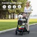 T3 Foldable Pet Stroller for Small Dogs & Cats, 3-in-1 Lightweight Dpg Stroller with Detachable Carrier (Beige)