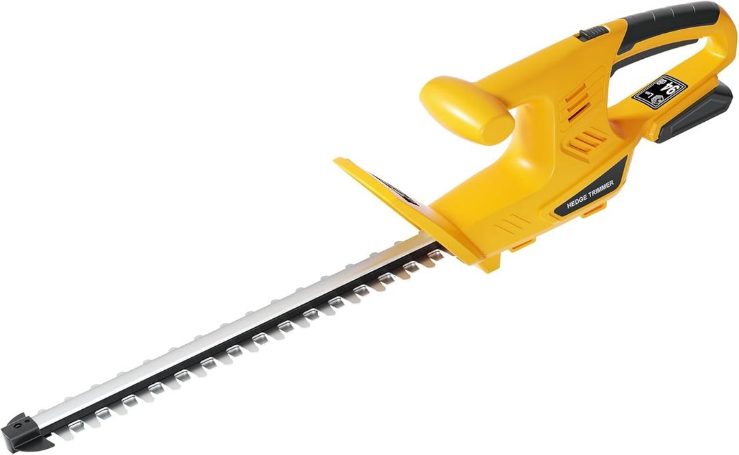 Houselife Cordless Hedge Trimmer Compatible with Dewalt 20V MAX Battery(Tool Only), 18'' Electric Hedge Trimmers Cordless, Lightweight Battery Powered Bush Trimmer for Yard, Garden (Yellow)