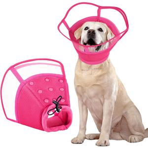 Kuoser Large Dog Cone Collar After Surgery, Soft Cone for Dogs to Stop Licking, Breathable Pet Recovery Collar Comfortable Elizabethan Collars, Adjustable Protective Dog Cones for Large Dogs, Rose XL