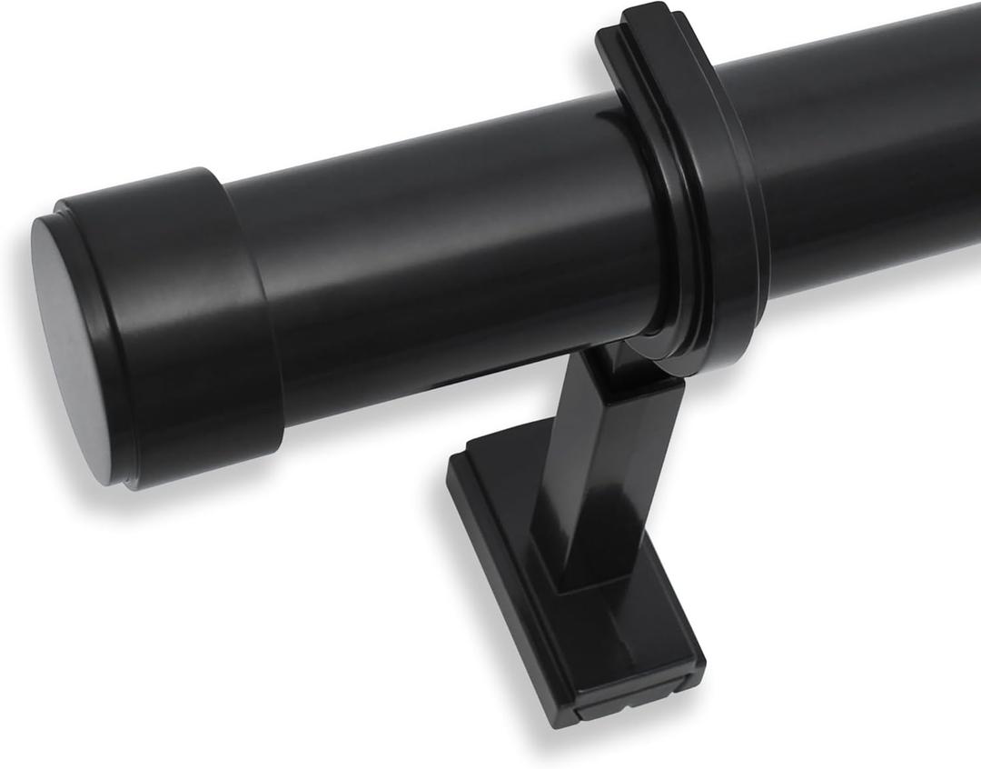 BlastHome Non-Adjustable Luxury Curtain Rods for Windows, 1 Rod Set, 4 foot Fixed Length, Tuxedo Black