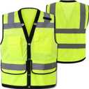 Safety Vest Breathable Mesh Reflective Vest with Pockets (Yellow, XL)