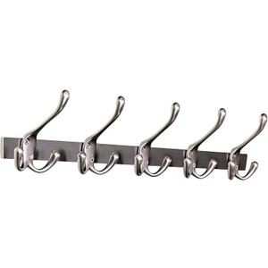 Modern Zinc Alloy Wall Mounted Coat Rack - Multi-Purpose Wall Hook Organizer with 5 Hooks, Rustproof Metal Hooks for Hallway, Bathroom, Bedroom (Black Nickel, 1 Item-5 Hooks)