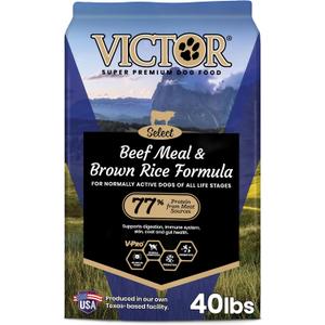 VICTOR Super Premium Dog Food  Select Beef Meal & Brown Rice Formula for Immune and Gut Health  Gluten-Free Beef Meal Dry Dog Food for All Normally Active Dogs of All Life Stages, 40 lbs (40 Pound (Pack of 1))