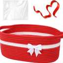 Baskets for Gifts Empty, Easter Basket for kids, Bow Basket for Gifts, 12" x 8" x 5" Small Baskets with Gift Bag and Ribbon for Organizing, Birthday, Baby Shower (Red)