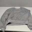 Women's Long Sleeve Round Neck Cropped Sweatshirts Cute Loose Fit Pullover Tops (Gray, S)