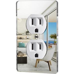 1 Pcs Mirror Outlet Covers Durable Light Switch Plates Acrylic Mirrored Wall Plate Decorative Wall Outlet Cover Wall Plates For Electrical Outlets (Standard Size, 1PC- Alckerou 2)