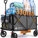 Hikenture Collapsible Wagon - 330LBS Capacity, Extra Large Foldable Wagon with All-Terrain Wheels, Utility Beach Cart for Outdoor Garden (Gray)