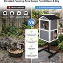 2-Story Outdoor Cat Feeding Station, Elevated Feral Cat House with Roof