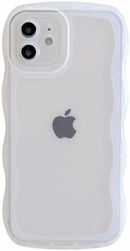 IUFRIWOT Cute Case for iPhone 11 And iPhone 16 6.1 Inch, Wave Frame Shape Soft Silicone Shockproof Protective Slim Phone Cover for Women Girls, Clear