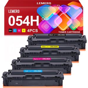 LEMERO Compatible 054H Toner Cartridge Replacement for Canon 054 054H Toner Cartridges Set for Canon Color ImageCLASS MF644Cdw MF642Cdw LBP622Cdw MF641Cw Printer (Black Cyan Magenta Yellow, 4-Pack)
