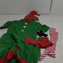 6 Pcs Women Christmas Elf Costume Set Costume Dress Xmas Festive Outfit with Elf Ears Hat Shoes Belt Striped Socks (M-L)