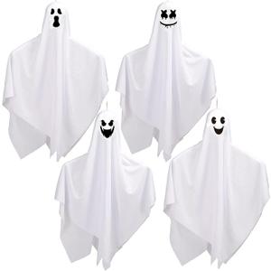 CCINEE 4 Pack Halloween Hanging Ghosts Decorations, 27.5 and 35.5 Flying Outdoor Ghosts Assorted for Halloween Front Yard Patio Lawn Garden Party Supply