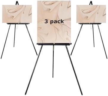 DJAR 3 Pcs 63" Wooden Easel Stand for Sign, Dual-use Adjustable Height, Wood Floor Display Easel for Wedding, Welcome Board, Poster, Picture, Photo- Black