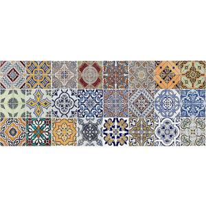 CREARREDA Kitchen Rug Mat Non-Slip and Washable Waterproof Easy to Clean Vinyl Kitchen Runner 100% Made in Italy Rug for Floor Decorative Vinyl Floor Covering Durable and Resistant (1'8" x 3'11" (Runner), Spring Tile Carpet)