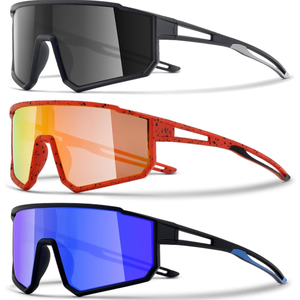 Rycrosdy 1/2/3 pcs Youth Baseball Glasses Boys Girls UV400 Kids Teen Softball Sunglasses Child Young Men Women Bike Football Eyewear - NY2-NY4-NY8, Pack Of 3