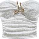 MakeMeChic Women's Bandeau Strapless Tube Top Backless Ruched Summer Sexy Cute Going Out Tops (White, XS)