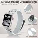 3 x Braided Stretchy Bands with Magnetic Clasp for Apple Watch Band 40mm 38mm 41mm 42mm 44mm 45mm 46mm 49mm, Bling Crown Designer Soft Nylon Sport Solo Loop for iWatch Series 10 9 8 7 6 5 4 3 Ultra 2 1 SE (HH-Seashell color)