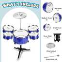 Toddler Drum Set Kids Jazz Drum Kit 8 Piece - Educational Percussion Musical Instruments Toy Playset Christmas Birthday Gift for Boys Girls, Blue