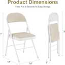 VECELO Folding Chairs Set of 2, Faux Leather Padded, Beige | Folding chairs with comfortable PU leather padded seat, Sturdy metal frame, Space saving design for office dining party