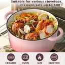 Umite Chef 5QT Enameled Cast Iron Dutch Oven Pot with Lid, Heavy-Duty Cookware for Bread Baking, Braising, Stews, Roasting, Wedding Registry Ideas & Gifts (Pink)