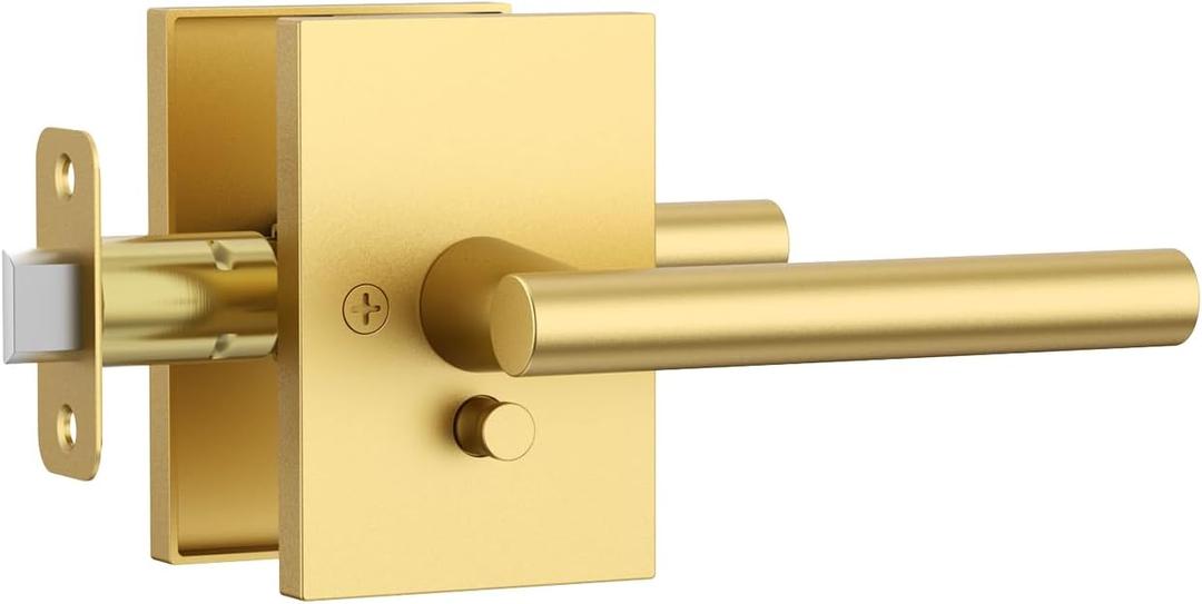 Amerdeco 10 Pack Brushed Gold Privacy Interior Door Handles