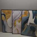 VARUFLY Bright Framed Wall Art Emerald Green and Gold Gray Modem Abstract Canvas Wall Art Paintings Prints Posters Wall Decor Pictures for Living Room Bedroom Office Home Decoration Set of 3 16X 24