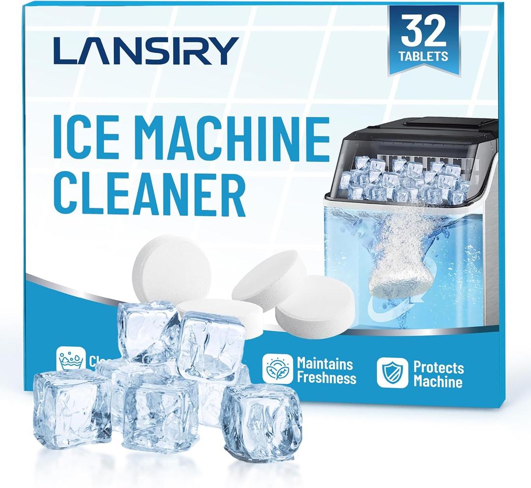 Ice Machine Cleaner Tablets and Descaler, 32 Count Ice Maker Cleaner Tablets for Countertop Portable Ice Makers, Nickel-Safe Removes Scale, Odor & Mineral Buildup for Fresh-Tasting Ice