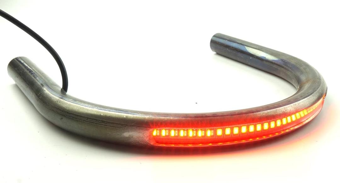 Retro Motorcycle Cafe Racer Seat Frame Hoop Brat Loop with LED Strip Brake Light Tail Light Turn Singal (7/8 inch Tube/Flat Loop/Width 195mm/7.68in)