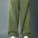 ZAFUL Baggy Sweatpants for Men Drawstring Elastic Waist Heavyweight Harem Joggers Athletic Pants with Pockets for Streetwear (Green)