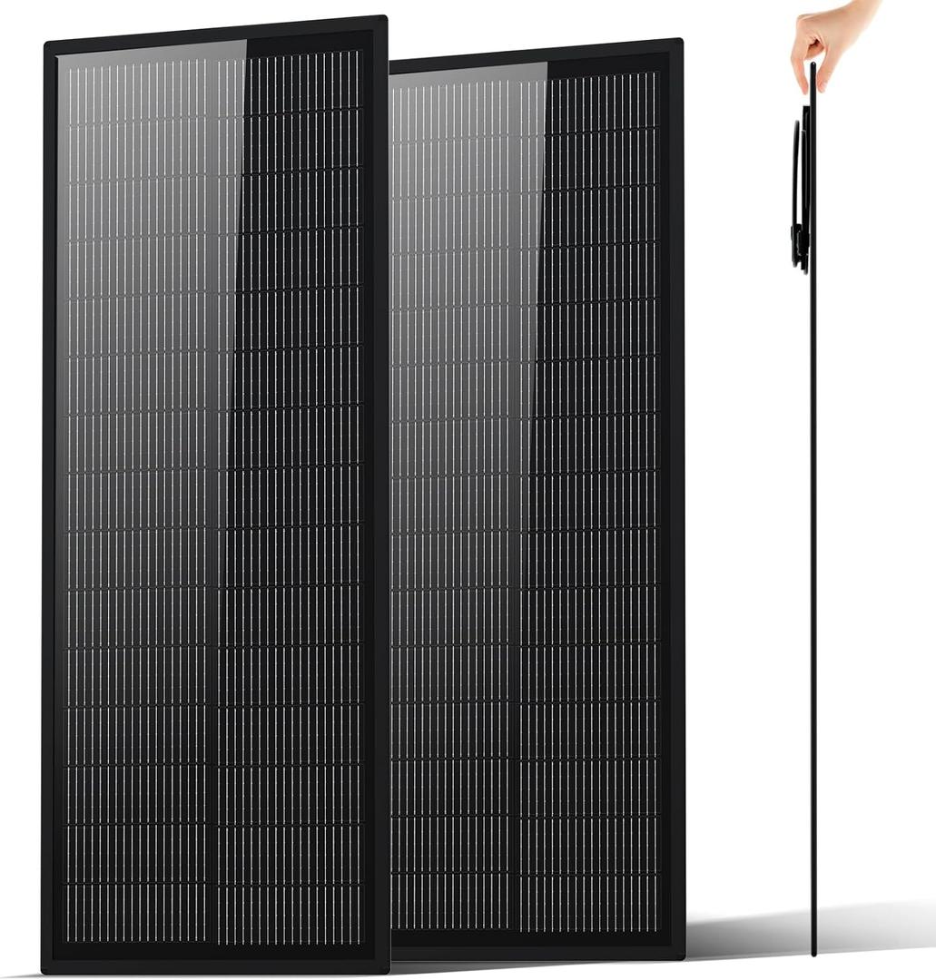 ECO-WORTHY Ultra Slim 2PCS 100W Solar Panel 18BB N-Type 25% Efficiency
