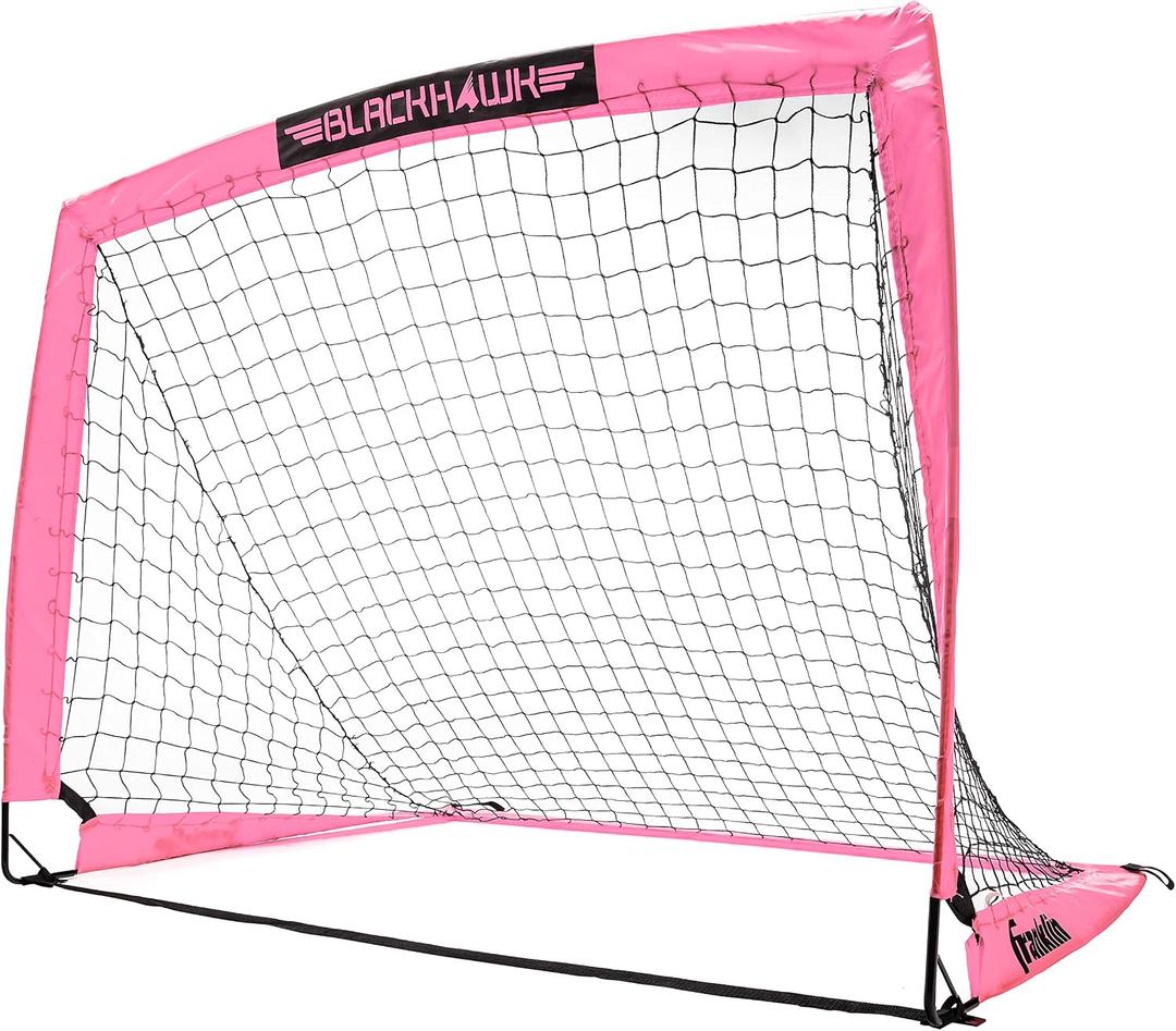 Franklin Sports Blackhawk Backyard Soccer Goal - Portable Pop Up Soccer Nets - Youth + Adult Folding Indoor + Outdoor Goals - Multiple Sizes + Colors
