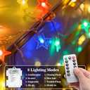 Star String Lights, 33ft 100 LED 8 Modes Star Fairy Lights Battery Operated Waterproof Indoor Outdoor for Bedroom Patio Party Wedding Tent Loft Bed Xmas Tree Decor, Multicolor