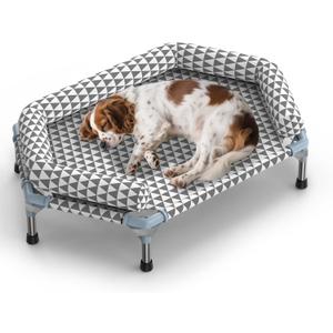 Orthopedic Dog Bed for Medium Dogs - Removable Bolsters & Cleanable Cover, Elevated Outdoor Dog Bed, Easy to Assemble, Up to 100lbs, Medium