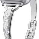 Diamond Metal Bands for Women Compatible with Apple Watch Band 38mm 40mm 41mm 42mm 44mm 45mm 46mm 49mm Simple and Stylish Adjustable Metal Band for iWatch Series1/2/3/4/5/6/7/8/9/10/SE (Silver)