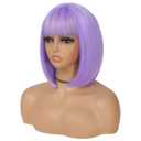 Purple Bob Wig with Bangs for Women 12 Inch Short Straight Lavender Wigs Synthetic Colored Wigs