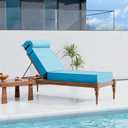 Outdoor Olefin Chaise Lounge Cushions with Pillow, 72"x 21"x5" Water Resistant and Fade Resistant Patio Furniture Lounge Chair Pads with Straps Ideal for Patio, Lawn, Garden, Turquoise
